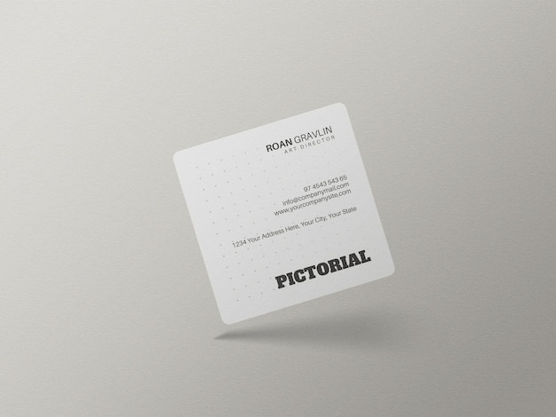 Square business card mockup