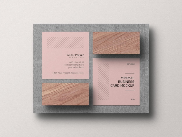 Square business card mockup