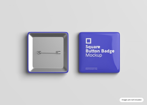 Square button badge mockup