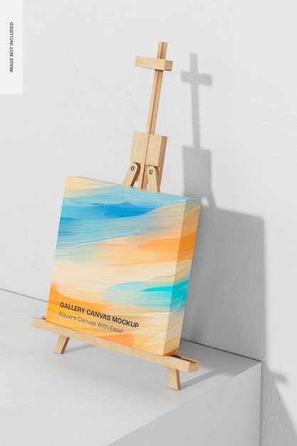 Square Canvas with Easel Mockup, Left View