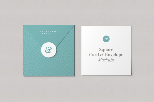 Square Card and Envelope Mockup