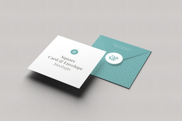 Square Card and Envelope Mockup