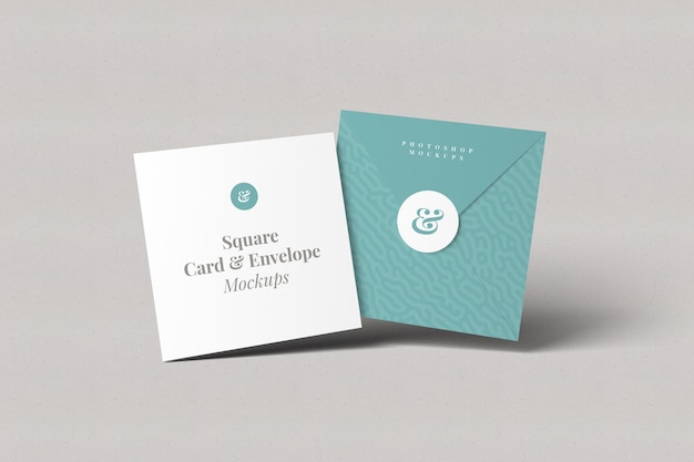 Square Card and Envelope Mockup