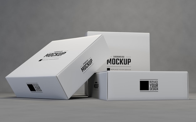 Square Cardboard Boxes Mockup Display