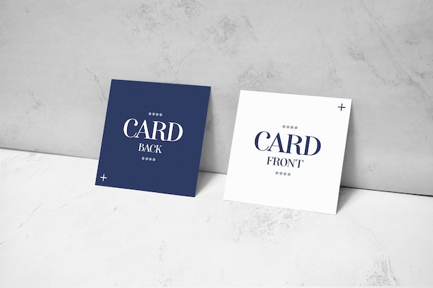 Square cards lying on wall mockup