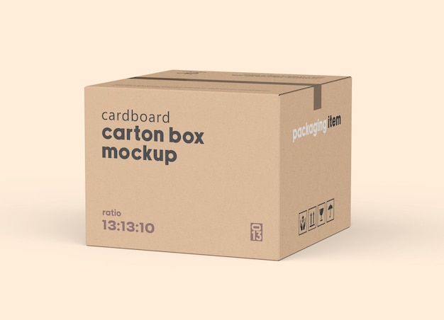 Square carton box mockup, aspect ratio 131310