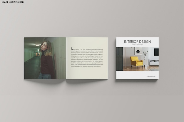 Square Catalogue Open And Cover Mockup