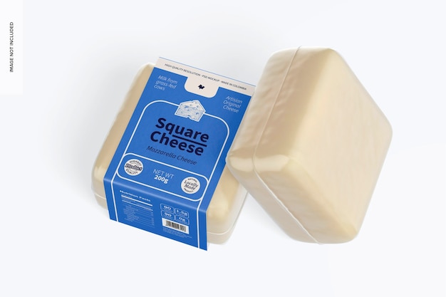 Square Cheeses Mockup, Top View