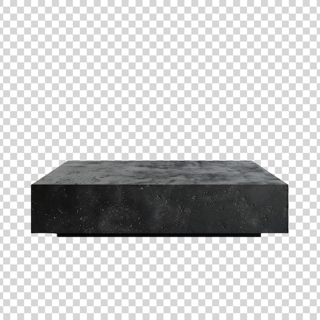 Square concrete podium for product display on a transparent background