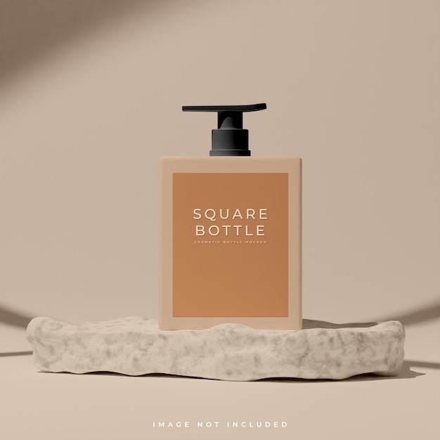 Square cosmetic bottle mockup