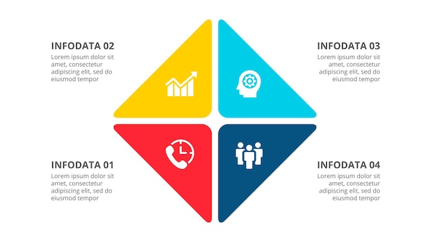 Square diagram divided into 4 segments Concept of four options infographic