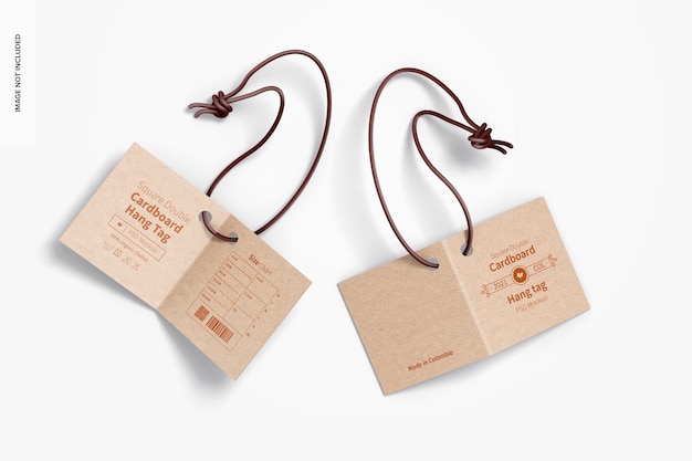 Square Double Cardboard Hang Tags Mockup