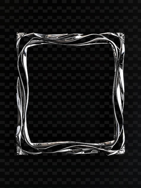 PSD a square frame with a silver frame on a black background