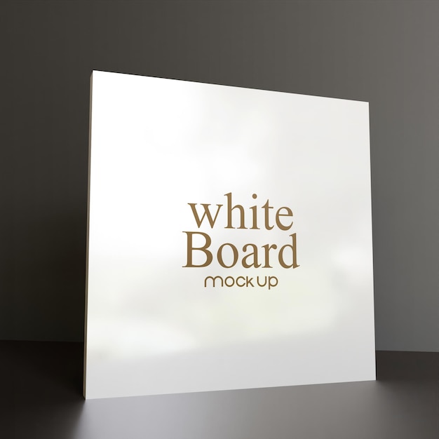 square glossy whiteboard mockup 3d rendering