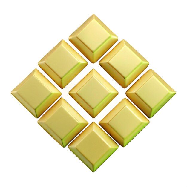 a square of gold bars with green squares and the word  i love  on the bottom