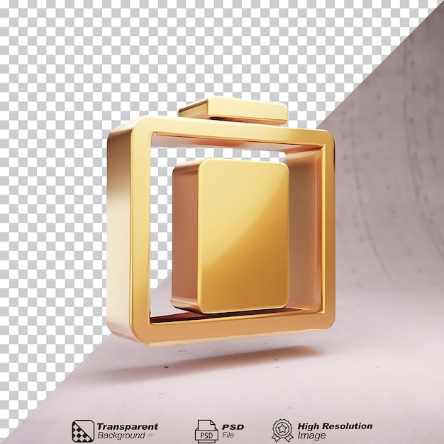 PSD square gold battery full icon isolated on transparent background