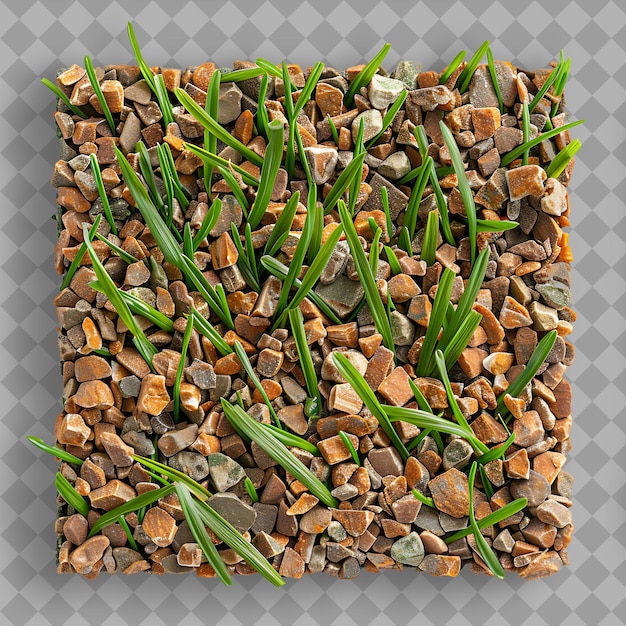 PSD a square of grass with a square of green sprouts on it