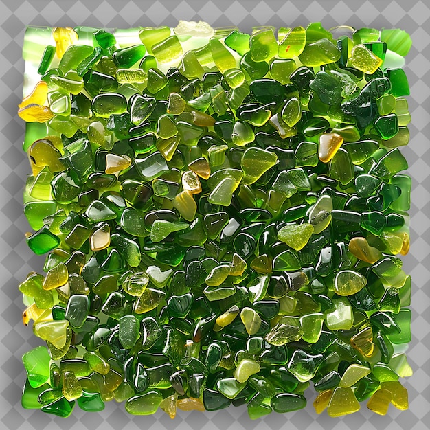 a square of green sea glass on a gray background