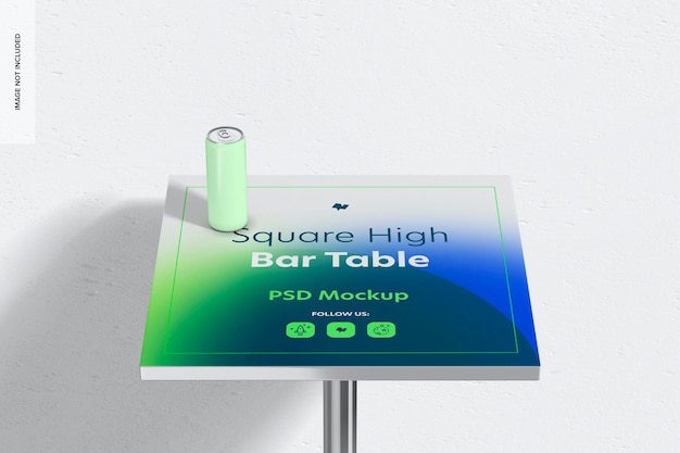 Square High Bar Table Mockup, Close Up