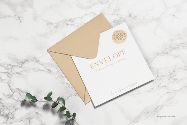 Square invitation and greeting card mockup