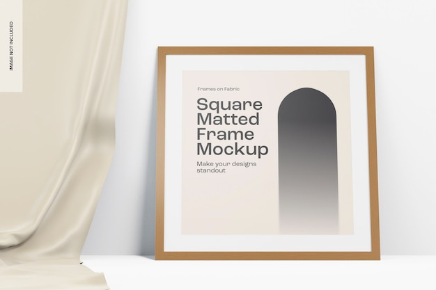 Square Matted Frame on Fabric Stage Mockup, Front View