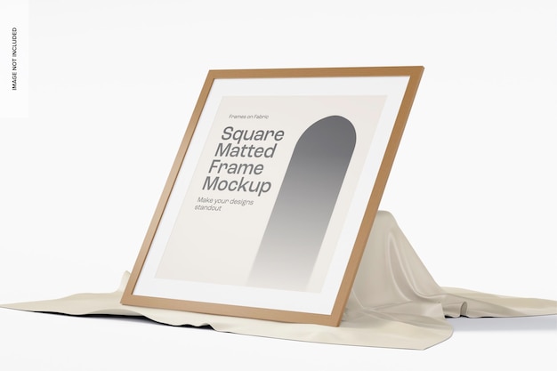 Square Matted Frame on Fabric Stage Mockup, Right View