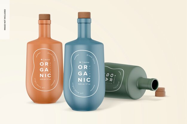 Square Olive Oil Bottles Mockup