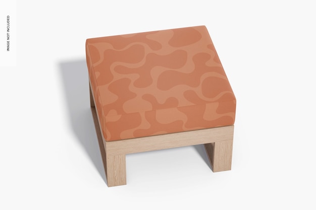 Square Ottoman Mockup, High Angle View