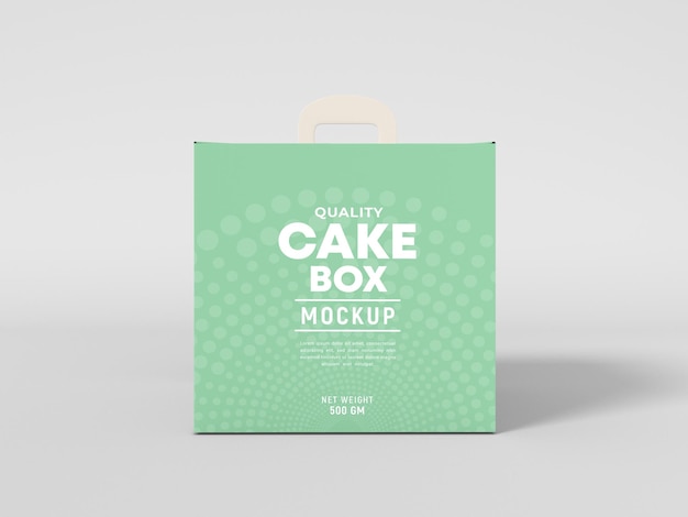 Square Paper Cake  Box Packaging Mockup