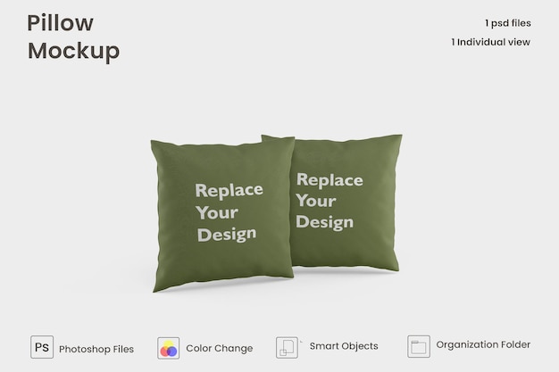 Square pillow mockup design Premium Psd