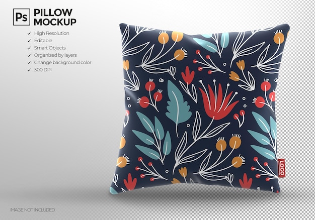 Square Pillow Mockup Isolated 3D Render