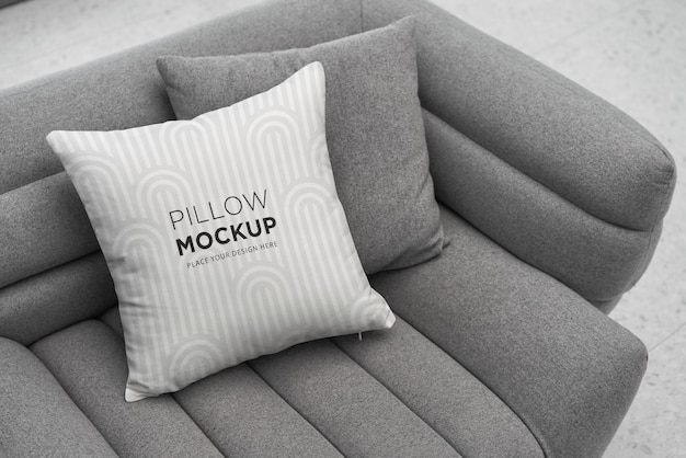 Square pillow mockup in modern interior