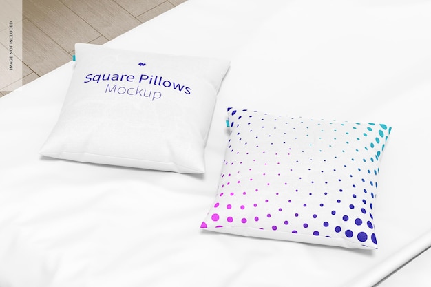 Square Pillows Mockup, Perspective