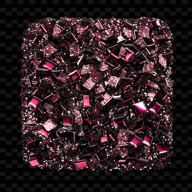 a square of pink and black glitter cubes with a black background