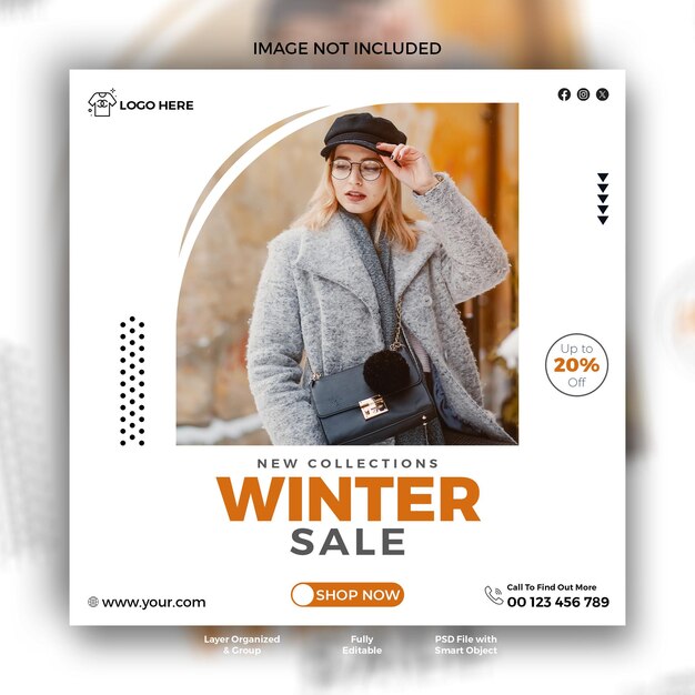 PSD square poster template for winter sale