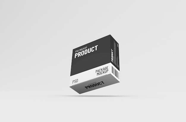 Square product box packaging mockup for brand advertising on a clean background