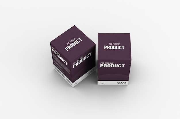 Square product box packaging mockup for brand advertising on a clean background