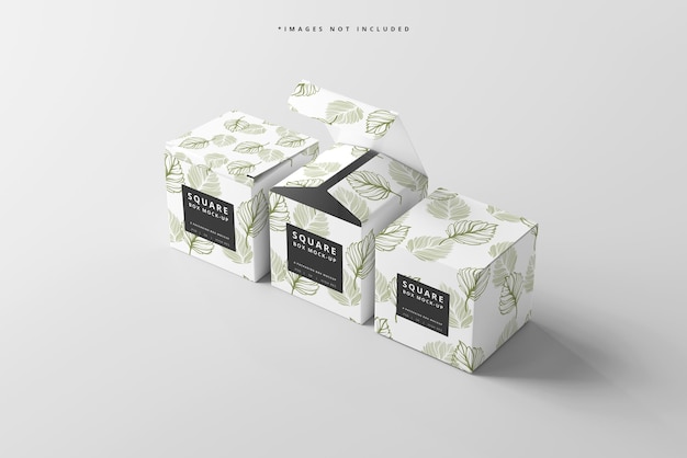 Square Product Packaging Box Mockup