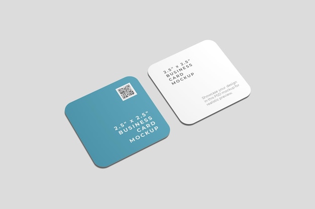 Square rounded business cards high angle view