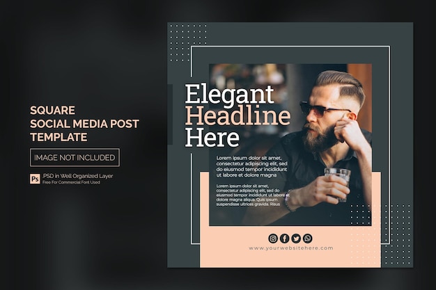 PSD square social media instagram post or web banner template with headline design concept