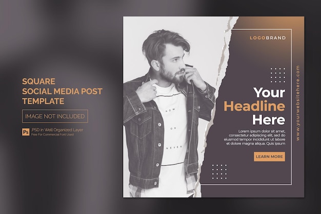 Square Social Media Instagram Post or Web banner Template With Headline Design Concept