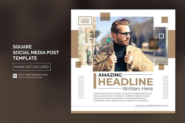 Square Social Media Instagram Post or Web banner Template With Headline Design Concept