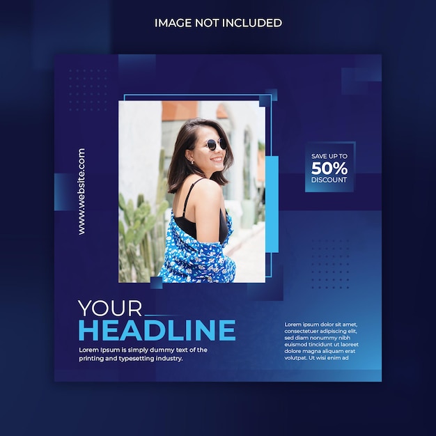 Square social media instagram post or web banner template with headline design concept