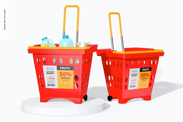 Square Supermarket Baskets Mockup