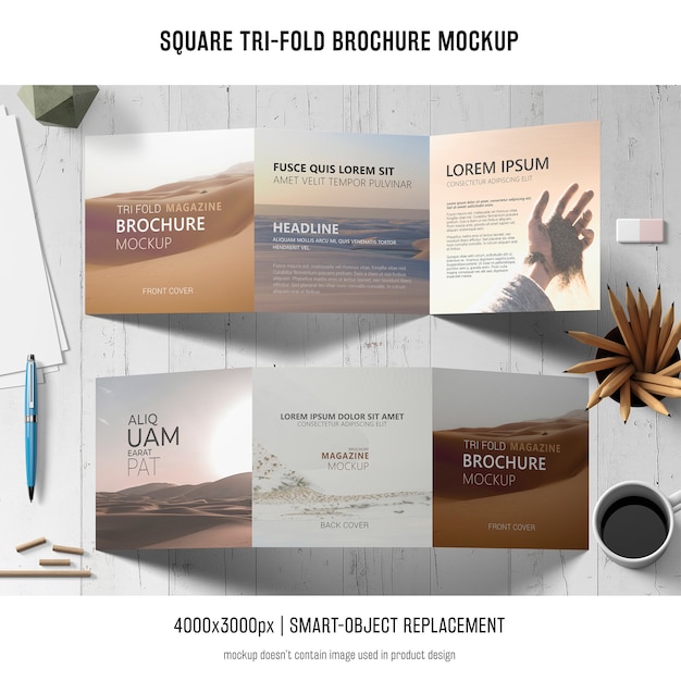 Square Tri-fold Brochure Mockup