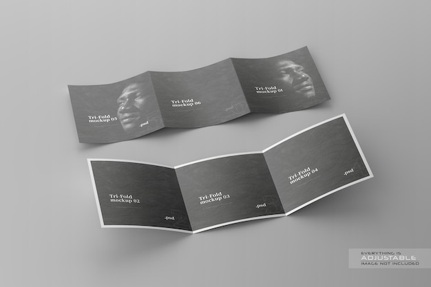 Square trifold brochure mockup 3d rendering Clean nature company concept Modern brochure mockup