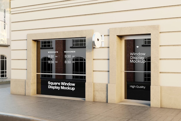 Square Window Display Mockup, Right View