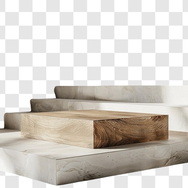 PSD square wood podium mockup on white background render