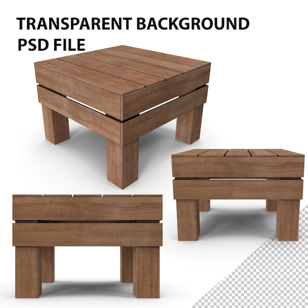 Square Wooden Coffee Table PNG