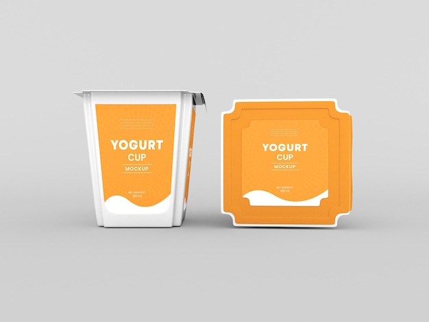 Square Yogurt Cup Packaging Mockup